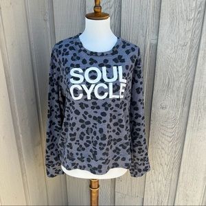 SoulCycle Gray Leopard Print Crewneck Sweatshirt
